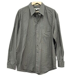 Perry Ellis Men's Long Sleeve Button Down Shirt Plaid Green Brown Size 17 34